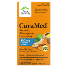 Terry Naturally, CuraMed, Øvertræffende Absorption Curcumin, 100 mg, 60 Tætte Tabletter