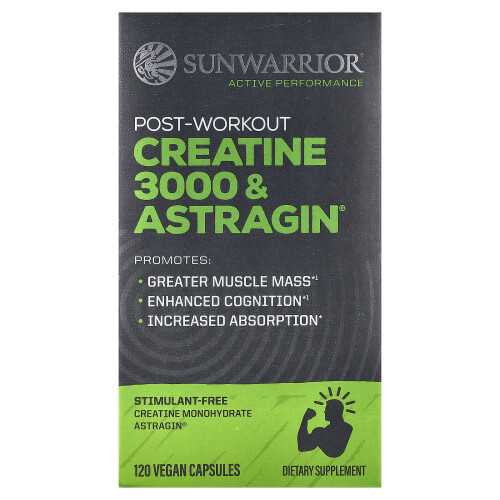 Sunwarrior, Μετα-Εργασιακή Κρεατινίδια 3000 & Astragin, 120 Βεγέταριαν Καψούλες