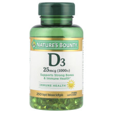 Nature's Bounty, D3, 25 mcg (1000 IU), 250 schnelle Freisetzung Softgels