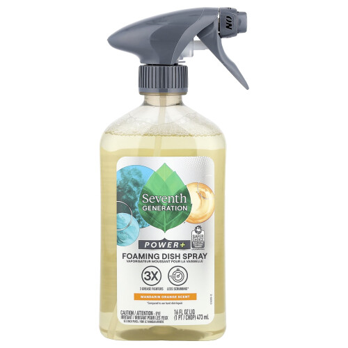 Σέβενθ Τζενερέισον, Power+, Foaming Dish Spray, Μανταρινό Πορτοκάλι, 16 fl oz (473 ml)