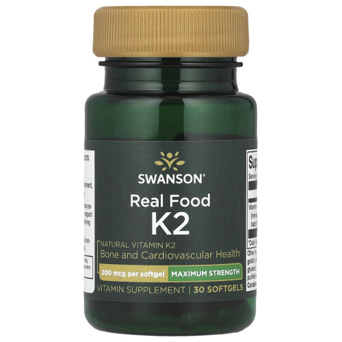 Swanson, Real Food K2, Maximum Strength , 200 mcg, 30 Μягέλια