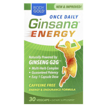 BodyGold, Ginsana Energy, Koffeinmentes, 30 VegCaps