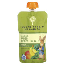 Pumpkin Tree Organics, Peter Rabbit Organics, Purea di Frutta e Verdura Organica, Banana, Mango, Broccolo e Cavolo, 4.4 oz (125 g)