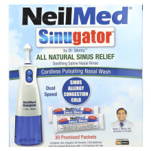 NeilMed, Sinugator, Lavaggio Nasale Cordless Pulsante, 3 Set Pezzi