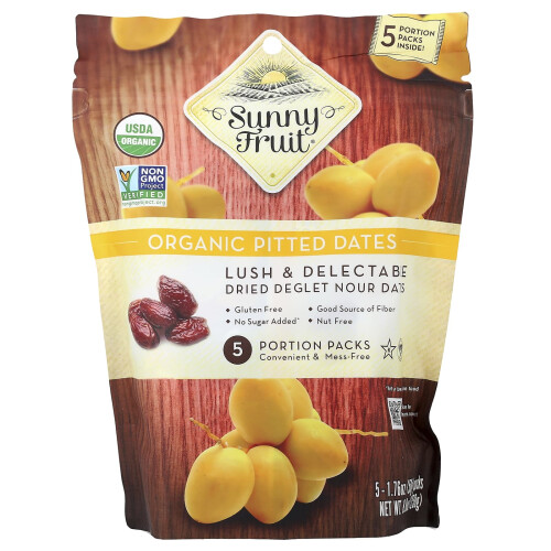 Sunny Fruit, Οργανική Πιττακια Δαμάσκηνα, 5 Portion Packs, 1.76 oz (50 g) Each