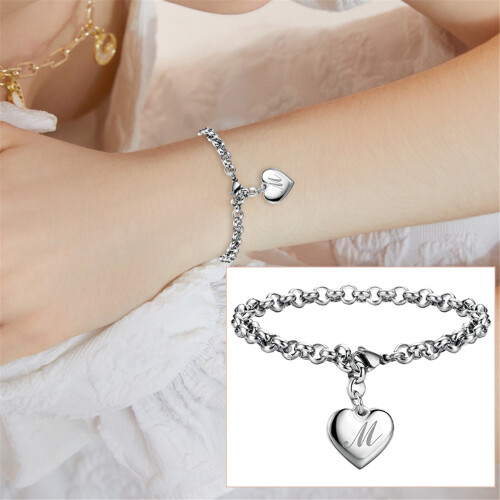 Βραχιόλι Initial Charm για Εφήβους & Γυναίκες – Βραχιόλι Αλφάβητου με Καρδιά από 1