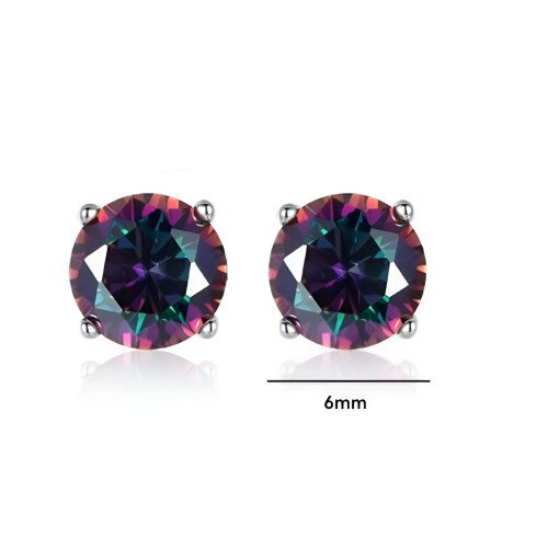 Σκουλαρίκια DESIGNICE Round7-Color Silver Stud για άνδρες, ασήμι 925, Unisex, Ροκ/Χιπ-Χοπ/Casual – Συμβατά 1