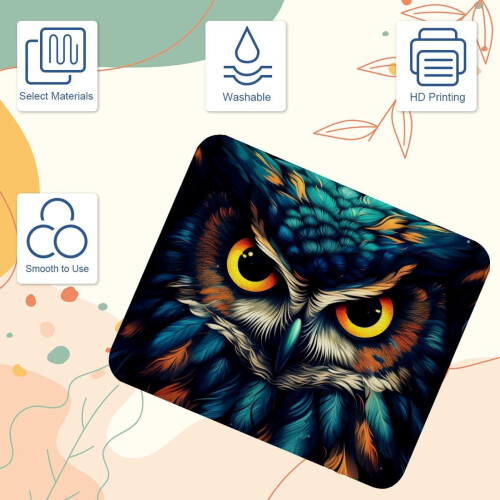 Mousepad em formato de coruja com base de borracha macia, 25x20cm 1