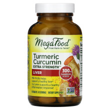 Curcumina de Turmeira de MegaFood, Força Extra, Fígado, 300 mg, 90 Comprimidos (150 mg por Comprimido)
