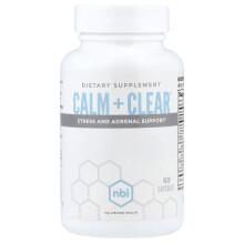 NBI, Calm + Clear, Stress og Adrenal Support, 60 Kapsler
