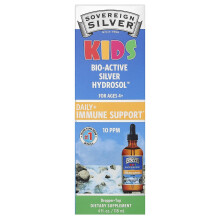 Sovereign Silver, Souverän Silver, Barns Bioaktivt Silverhydrosol, Daglig+ Immunsupport, 4+, 16 mcg, 4 fl oz (118 ml) (10 PPM per 1,6 ml)