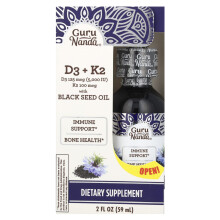GuruNanda, D3 + K2, Zwarte Zaadolie, 2 fl oz (59 ml)