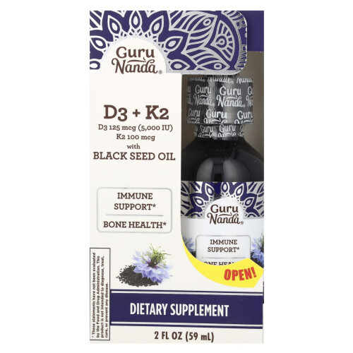 GuruNanda, D3 + K2, Zwarte Zaadolie, 2 fl oz (59 ml)