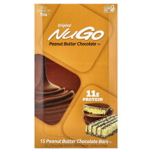 NuGo Nutrition, Barrette di Cioccolato e Burro di Arachidi Originali, 15 Barrette, 1.76 oz (50 g) Ogni