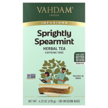 Vahdam Teas, Vahdam Thee, Infusies, Kruiden Thee, Sprightly Spearmint, Koffievrij, 100 Infusie Tassen, 4,23 oz (120 g)