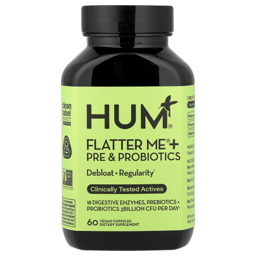 HUM Nutrition, Flatter Me + Προ & Προβιοτικά, 60 Βεγανικά Φύλλα