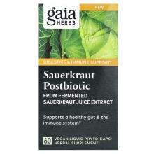 Gaia Herbs, Σαουερκάουτ Πόστβιωτικός, 60 Βηγανικά Λυκούλες Φυτο-Κάψουλες