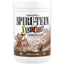 NaturesPlus, Spiru-Tein Junior, Smaczny Mieszany Shake dla Dzieci, Czekolada, 1 funt (450 g)