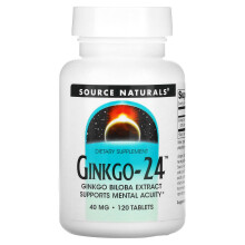 Source Naturals, Ginkgo-24, 40 mg, 120 Tabletteja