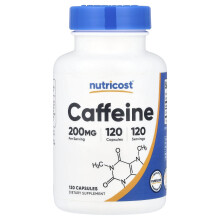 Nutricost, Koffein, 200 mg, 120 Kapseln