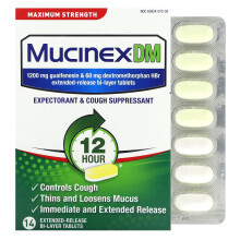 Mucinex, DM, Maximum Styrka, 14 Utökade-Förslitande Bi-Lagertabletter