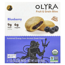 Olyra, Bocconcini di Frutta e Grano, Blueberry, 4 Pacchi, 1.32 oz (37.5 g) Ogni