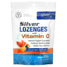 American Biotech Labs, Silver Biotics, Hopea Lozengit Vitamiini C:llä, Orange Splash, 21 Lozengit, 3 oz (85 g)