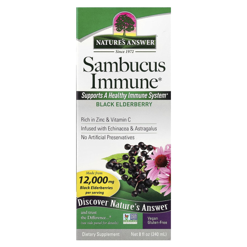 Nature's Answer Black Sambucus Immune, Elderberry, 12,000 Mg, 8 Fl Oz (240 Ml)