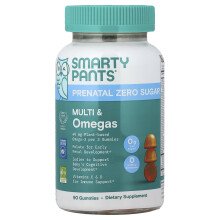 SmartyPants, Schwangerschaft Null Zucker, Multi & Omegas Gummies, Zitrone, 90 Gummies
