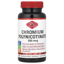 Olympian Labs, Chromiový Polynicotinát, 200 mcg, 100 Vegetariánských Kapslí