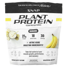 Snap Supplements, Proteină de Plante, Pudră de Proteine Vegană, Banana, 853 g