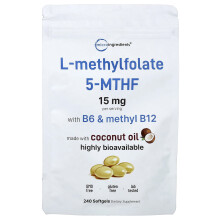 Micro Ingredients, L-Methylfolát, 240 měkkých kapslí