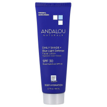 Andalou Naturals, Dagelijks Schaduw + Blauwe Lichte Verdedigingsfaciaal Lotion, SPF 30, Diepe Hydratatie, 2,7 fl oz (80 ml)