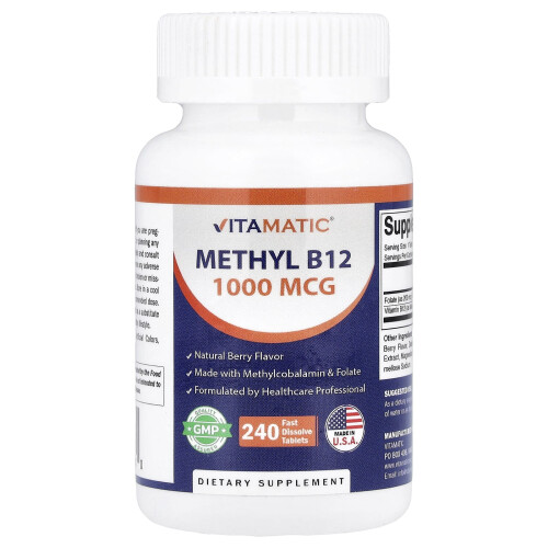 Vitamatic, Μεθυλική Β12, Φυσική Φρούτα, 240 Fast Dissolve Tablets
