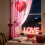 Valentine's Day Curtains 70x100cm Red Heart Rose Polyester 4