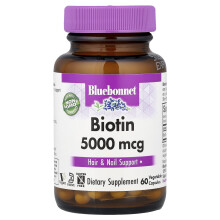 Bluebonnet Nutrition, Biotin, 5 000 mcg, 60 zöldség kapszula