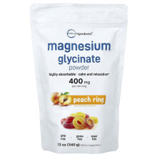 Micro Ingredients, Μαγνήσιο Γλυκινάτη Πουδέρ, Peach Rings, 12 oz (340 g)