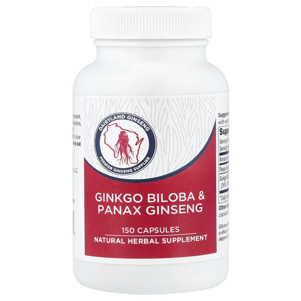 Dairyland Ginseng , Ginkgo Biloba & Panax Ginseng, 150 Capsules