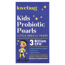LoveBug Probiotics, Probiotici per Bambini, Perle di Pere, 4+ Anni, 3 Miliardi CFU, 60 Perle Facili da Ingoiare