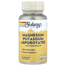 Solaray, Magnesium, Potassium, Asporotates with Bromelain, 60 Vegcaps