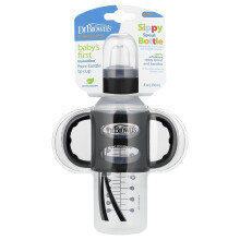 Dr. Brown's, Sippy Spout Pullo, 6 kuukautta +, Musta, 8 oz (250 ml)