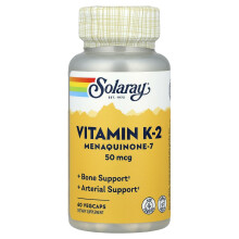Solaray, Vitamin K-2 Menaquinone-7, 50 mcg, 60 VegCaps