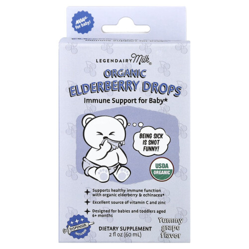 Legendairy Milk, Οργανική Elderberry Drops, 6+ Μήνες, Γλυκό Κεράσι, 2 fl oz (60 ml)