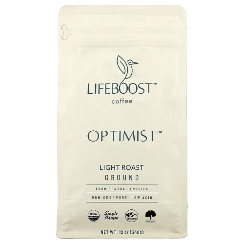 Lifeboost, Coffee, Optimist, Ground, Light Roast, 12 oz (340 g)
