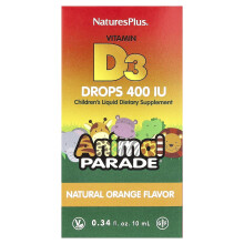 NaturesPlus, Paradă Animală, Ulei de Vitamina D3, Portocală Naturală, 400 IU, 0,34 fl oz (10 ml)