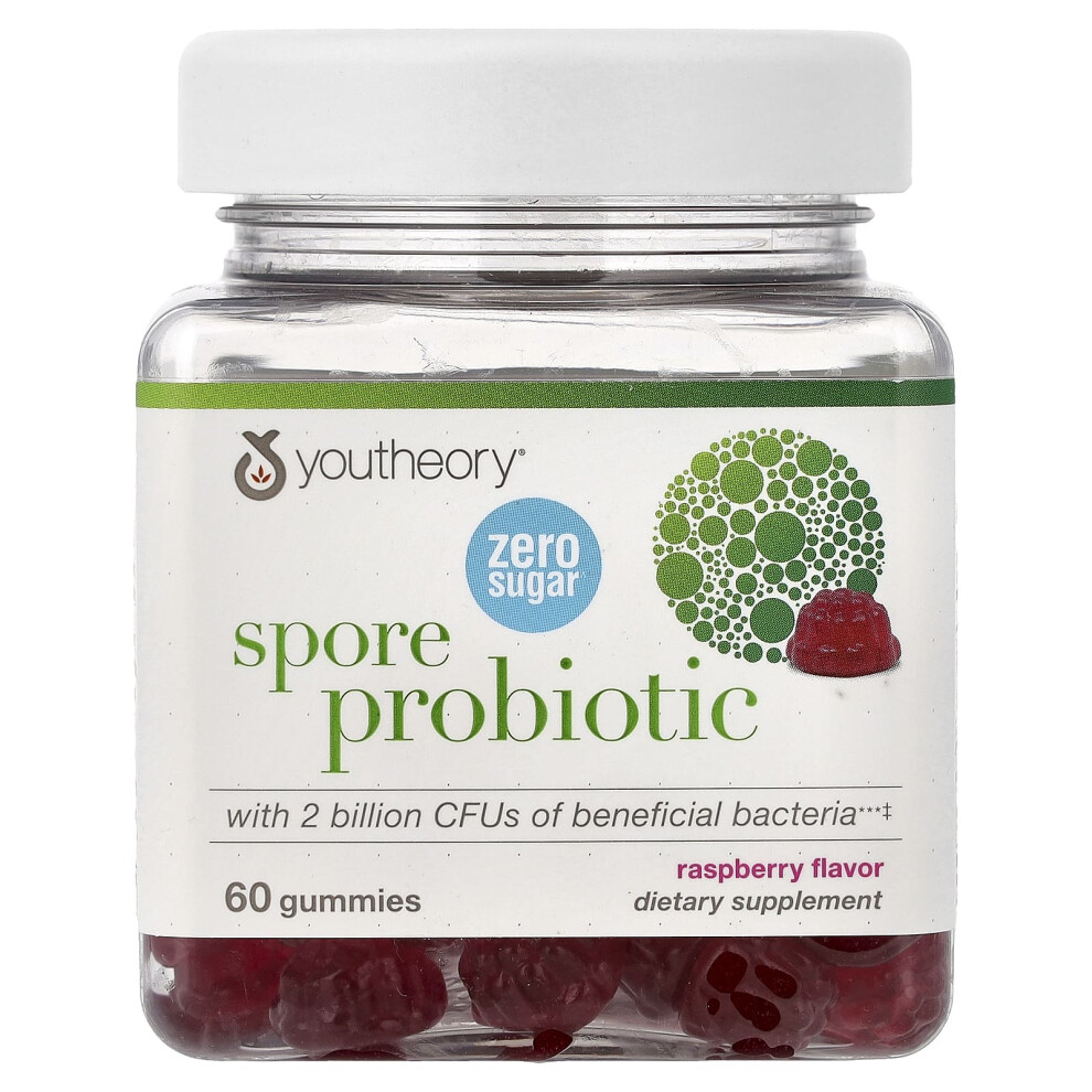 Youtheory , Spore Probiotic Gummies, Raspberry, 60 Gummies