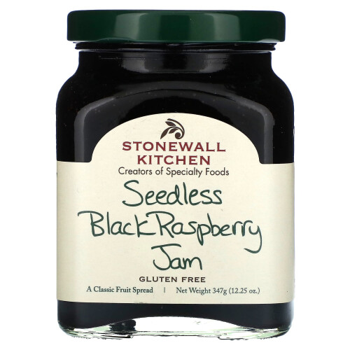 Stonewall Kitchen, Seedless Sort Blå Raspberry Jam, 12,25 oz (347 g)