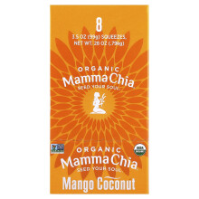 Mamma Chia, Organic Sos z Chii, Vitality Snack, Mango Kokos, 8 Sosów, 3.5 oz (99 g) Każdy