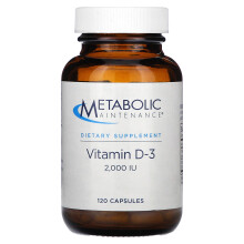 Metabolic Maintenance, Vitamin D-3, 2 000 IU, 120 Kapslí