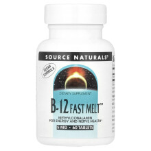 B-12 Fast Melt från Source Naturals, 5 mg, 60 Tabletter